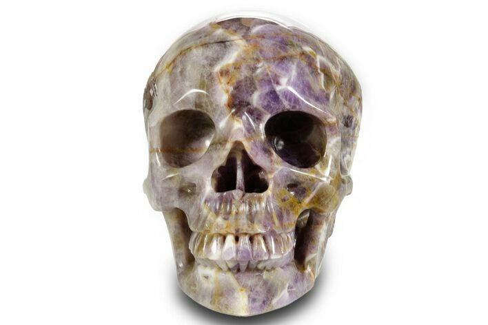 Realistic, Carved Chevron Amethyst Skull #378720